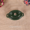 mini oval cast iron cookware in green colour